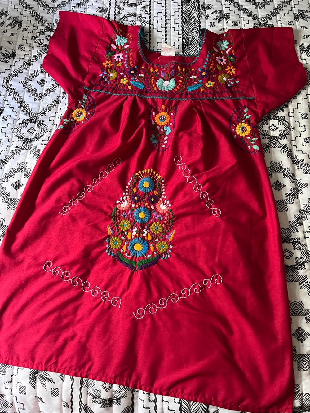 Fiesta Dress Floral Embroidery Size L